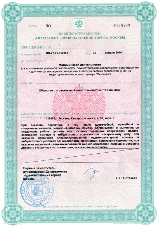 Лицензия обратная сторона